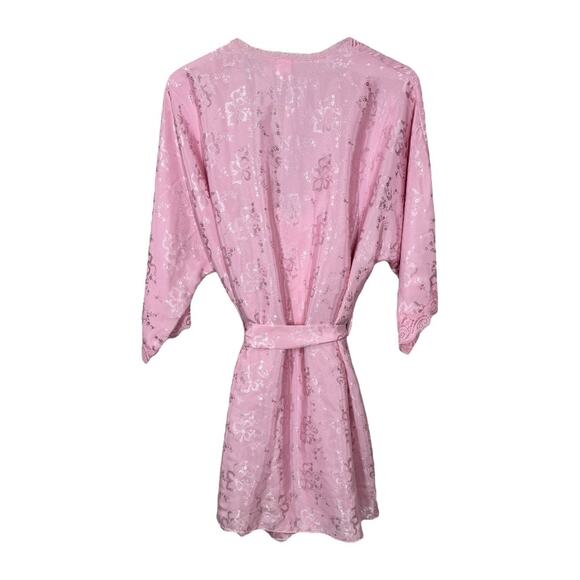 Vintage Barbizon Peignoir Set Pink M/L Robe Nightgown Slip Dress Floral Satin - Picture 2 of 10